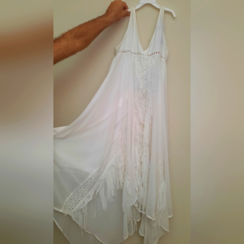 White dress BSB woman assymetrical with lace size 42